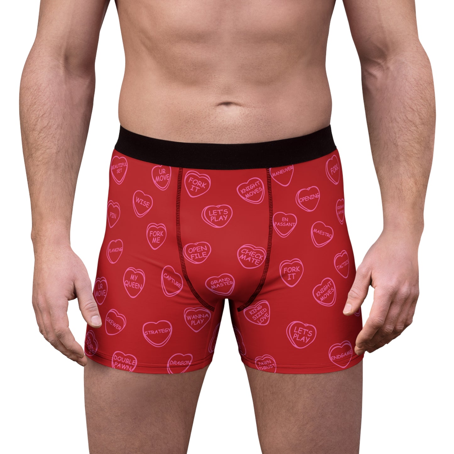 Hilarious Sassy Chess Boxer Briefs | For Him or For Her | Fun, Sexy and Naughty | Red, Pink and Black