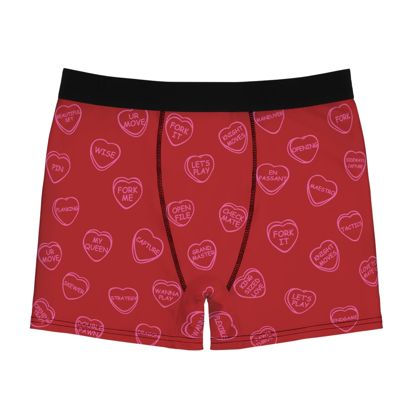 Hilarious Sassy Chess Boxer Briefs | For Him or For Her | Fun, Sexy and Naughty | Red, Pink and Black